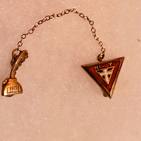 Vintage Other - Vintage YMCA HI-Y Boy's Club Lapel Pledge Pin with Cross, Inkwell & Feather Pen